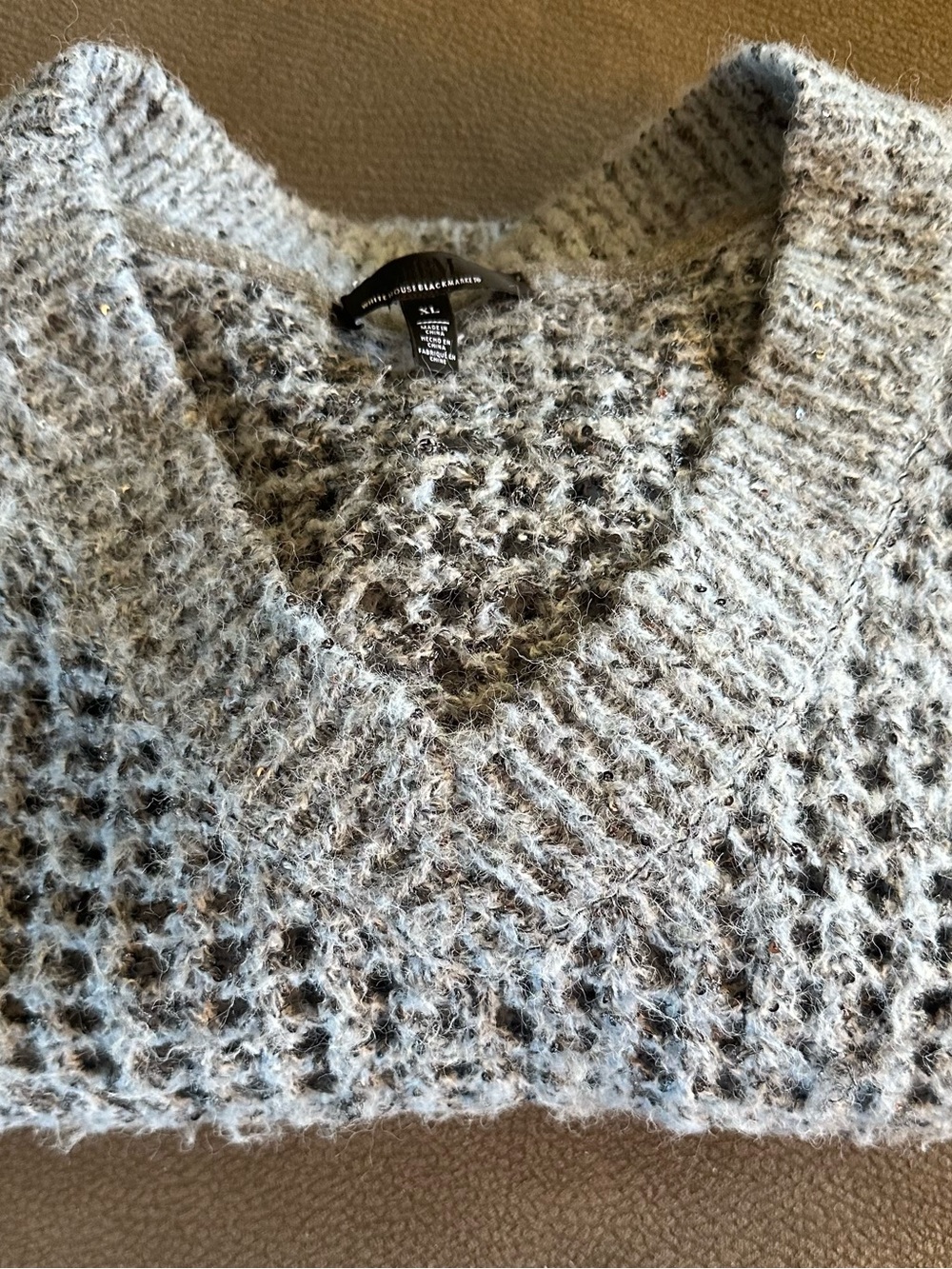 White House Black Market blue/gray sparkly V-Neck Sweater